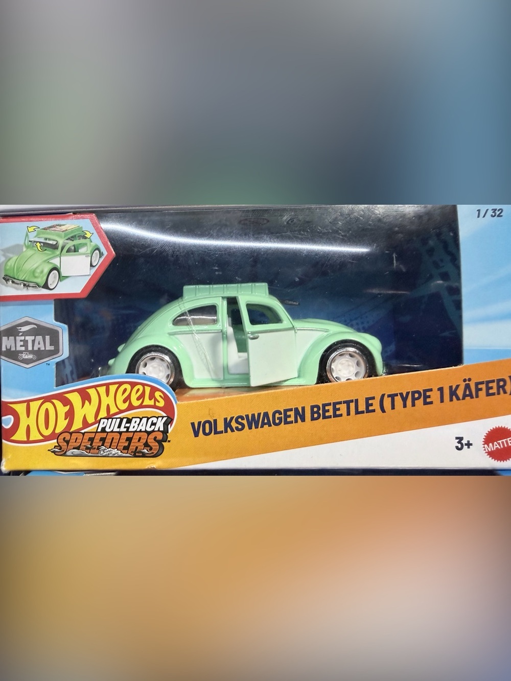 Hot Wheels Pull-Back Volkswagen Beetle Toy Car - Mint Green